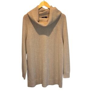 Land's End Tan Cowl Neck Cashmere Tunic Sweater - size Large